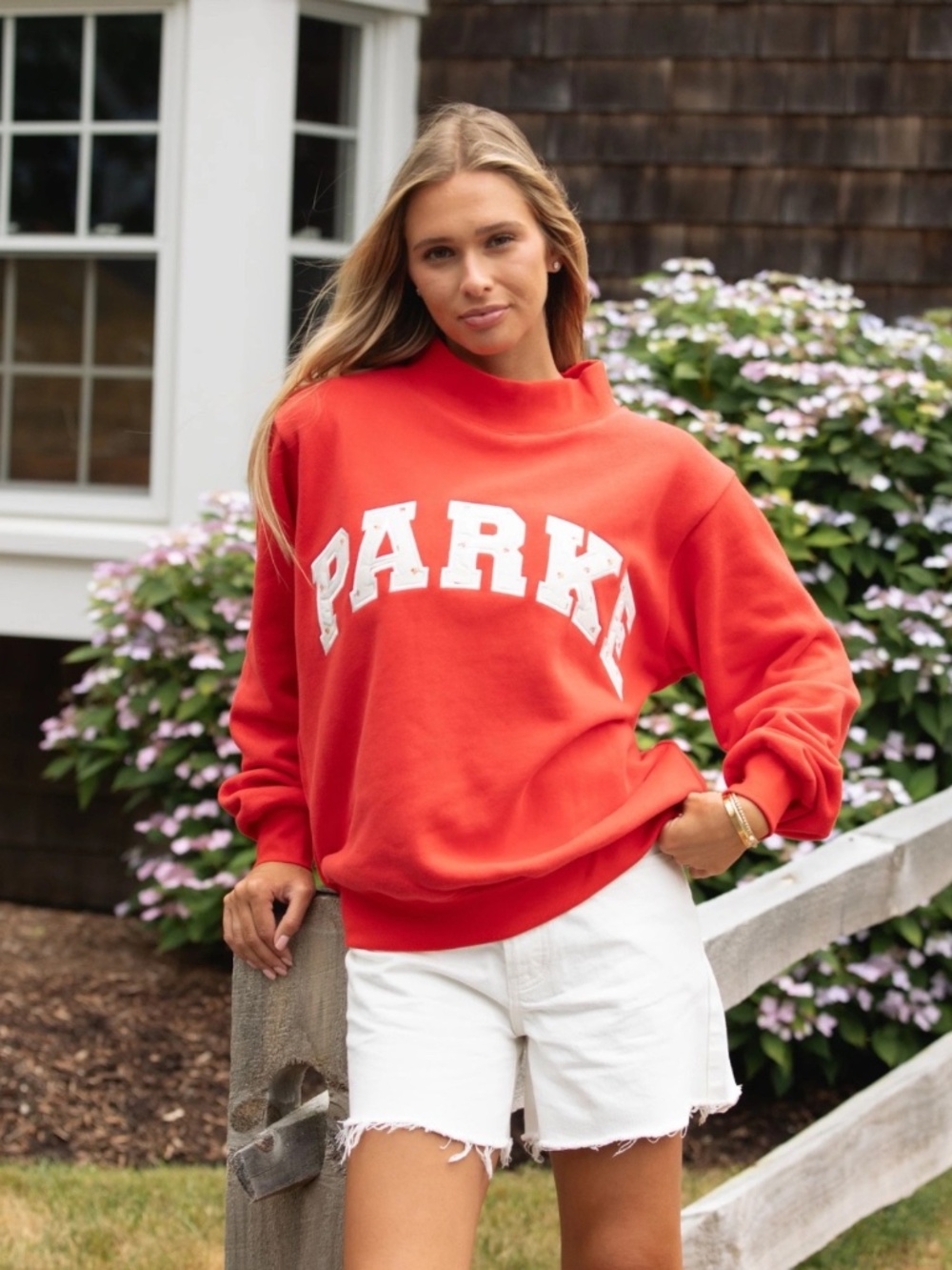 PARKE HERITAGE VARSITY MOCKNECK - FLORAL - RUBY RED - L/XL